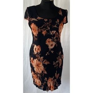 90’s Vintage ‘American Angel’ Black Floral Bias Cut Dress